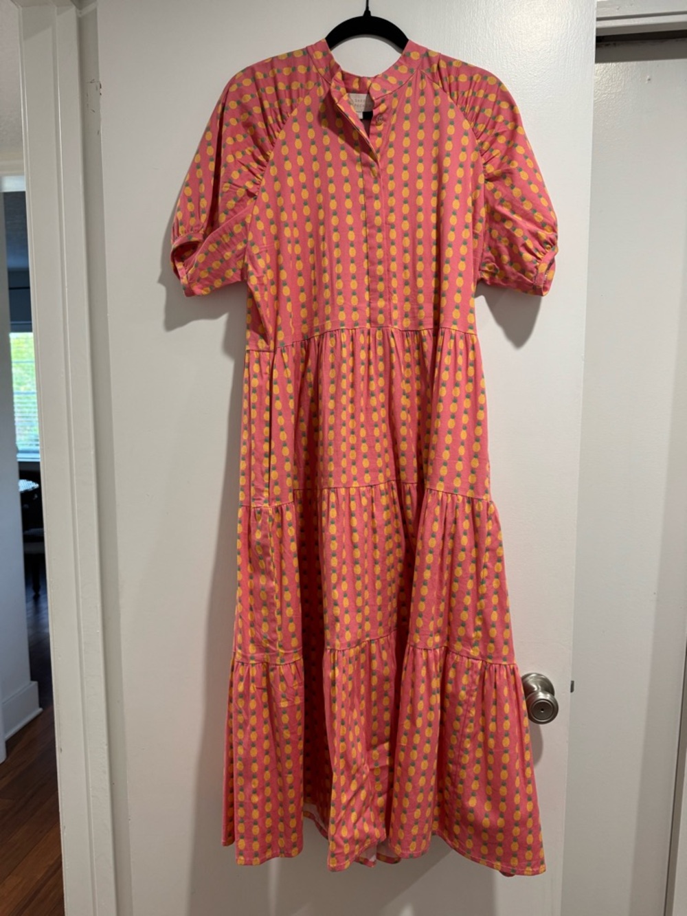 Sheridan French Pink Maxi Dress with Pineapple Pattern